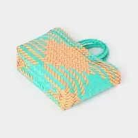 Сумка плетёная, 20&times;10&times;30 см, пластик, бирюзово-жёлтая