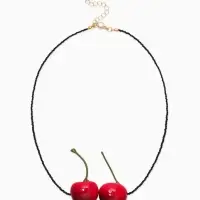 Кулон на шнурке &laquo;Парочка вишен&raquo;, L=40 см, красный