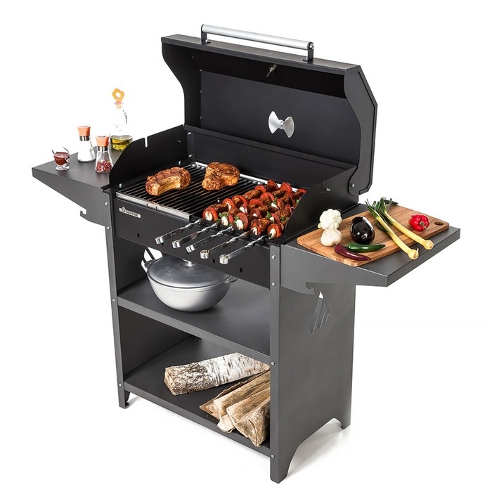 Мангал Family Standart BBQ FSB2000, 133.2×44.1×96.6 см, 2 мм, крышка, боковые полки