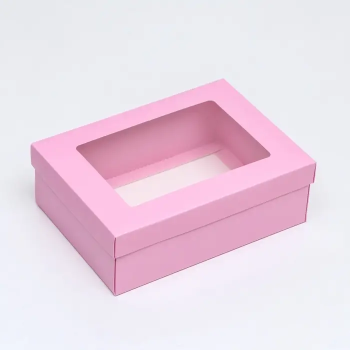 Коробка подарочная складная, упаковка, &laquo;Розовая&raquo;, с окном 21&times;15&times;7 см