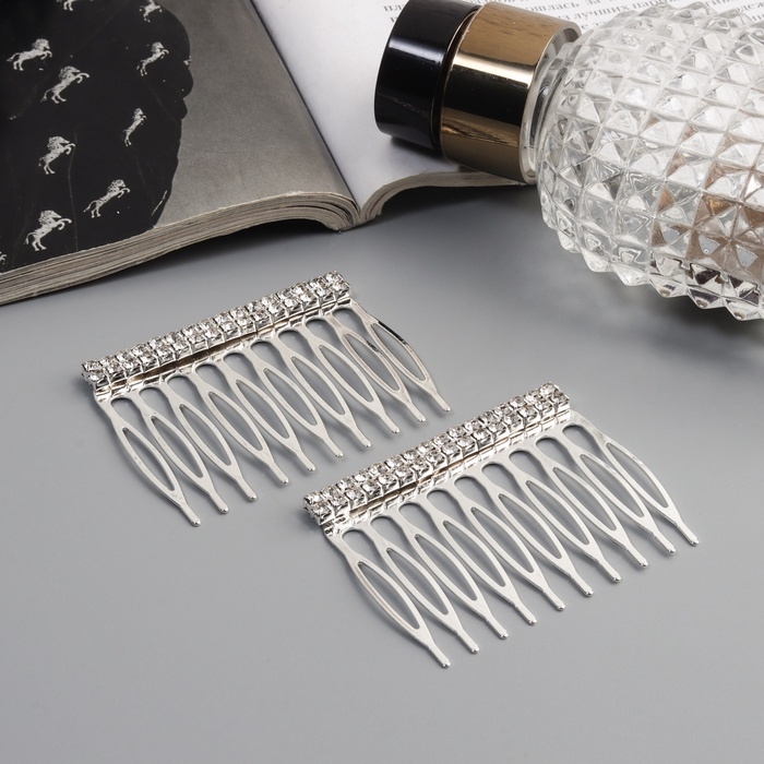 Гребень для волос "Медея" (набор 2 шт) классика нить, 5х4 см, серебро