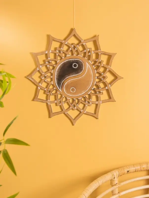 Панно "Инь Янь" МДФ, 40х40х1 см, цв. бежево-чёрный