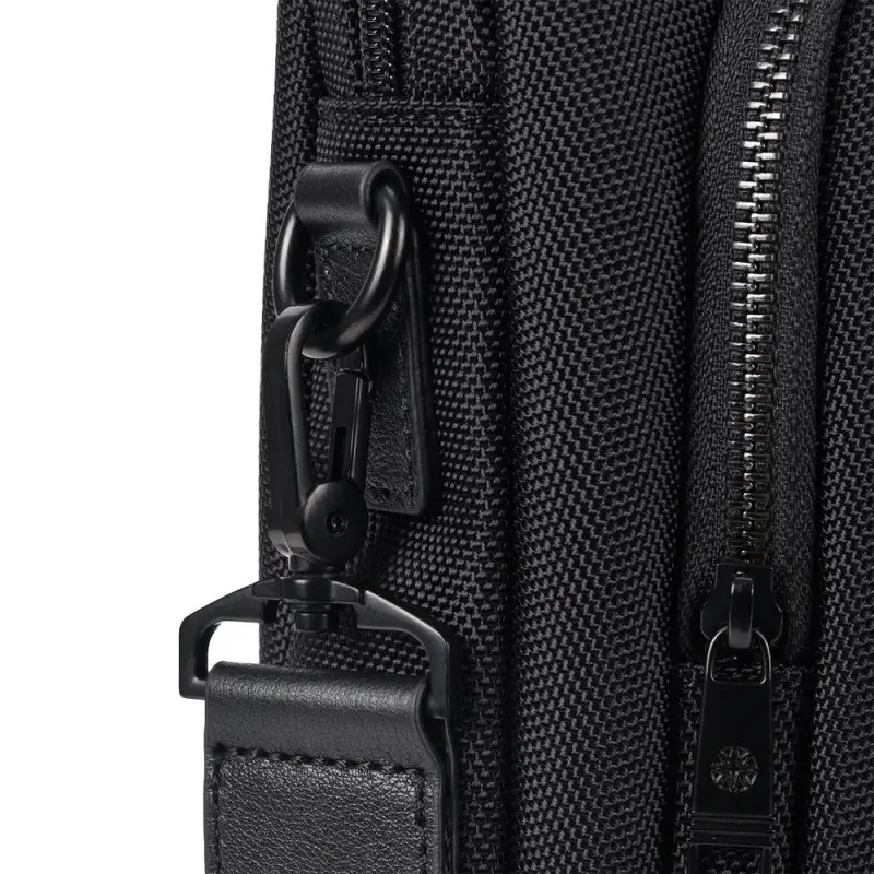 Сумка для ноутбука Santiago с кожаной отделкой, черная Сумка для ноутбука Santiago с кожаной отделкой, черная