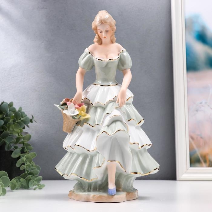 Сувенир керамика  Сувенир керамика "Крестьянка в  платье с оборками с корзиной цветов"МИКС 31х16х15 см