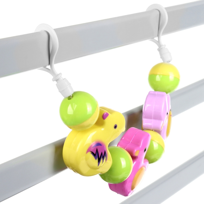 Растяжка на кроватку/коляску «Забавные зверята», 3 игрушки с погремушками, Крошка Я Растяжка на кроватку/коляску «Забавные зверята», 3 игрушки с погремушками, Крошка Я