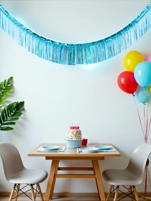 Гирлянда "Дождик" 3 метра с липким краем, цвет голубой