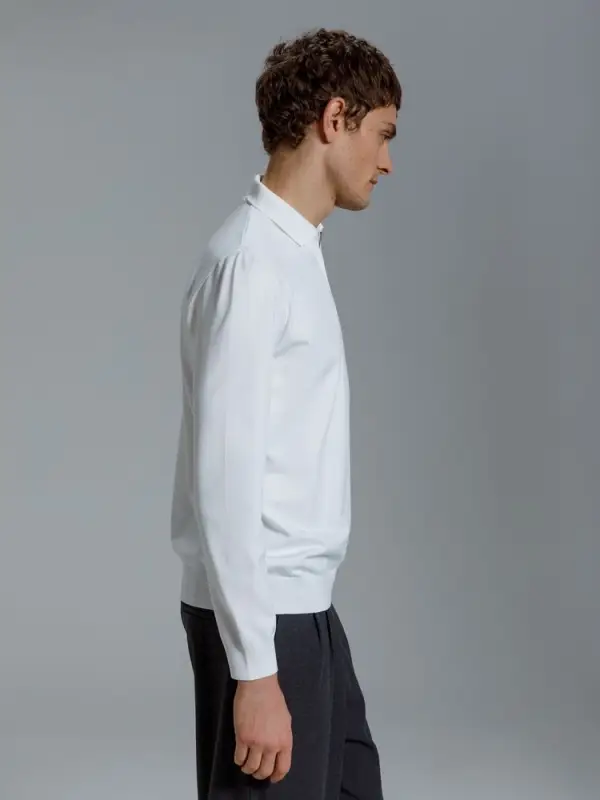 Рубашка поло мужская с длинным рукавом Terrazzo, белая, размер S/M