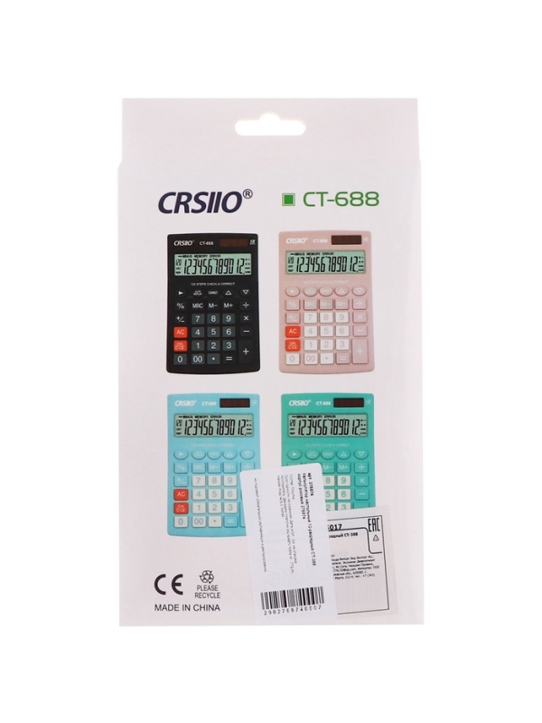 Калькулятор настольный 12-разрядный CT-388, розовый Калькулятор настольный 12-разрядный CT-388, розовый