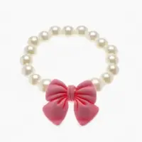 Набор детских украшений Выбражулька &laquo;Бант&raquo;, 4 предмета: кулон, браслет d=6 см кольцо, клипсы, бело-розовый