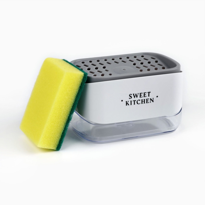 Дозатор для моющего средства кухонный «Sweet kitchen», с подставкой для губки, 14 х 10 см. Дозатор для моющего средства кухонный «Sweet kitchen», с подставкой для губки, 14 х 10 см.