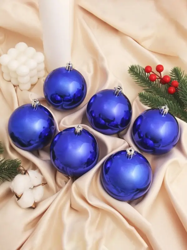 Ёлочные игрушки &laquo;Винтажный глянец&raquo;, шары новогодние, d=8 см, набор 6 шт., синий