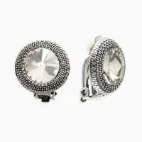 Серьги клипсы для ушей QF &laquo;Винтаж&raquo;, белая в чернёном серебре