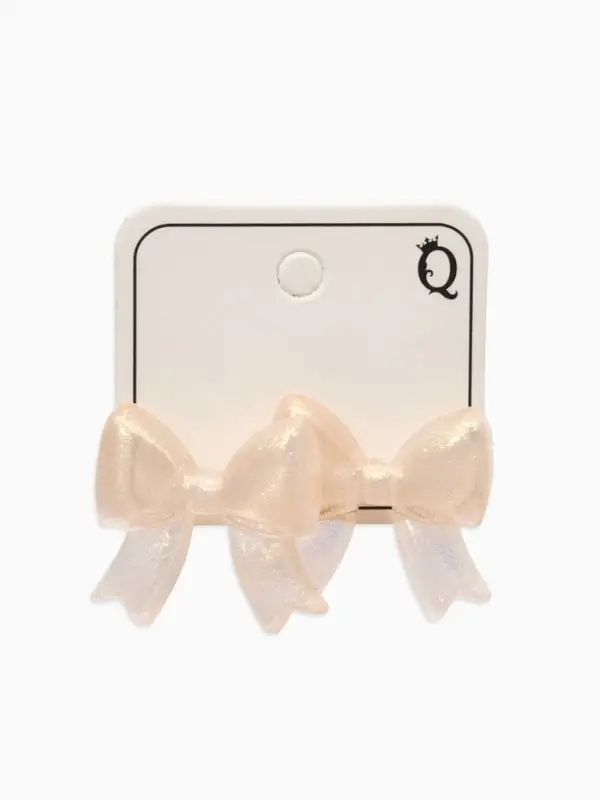 Серьги пластик "Бантик" перламутровый, цвет бежевый