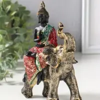 Сувенир полистоун "Будда в ярком наряде, на слоне" 5,5х11х16,5 см