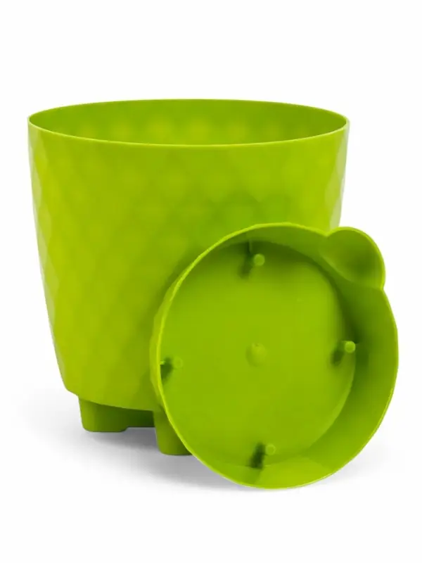 Кашпо с прикорневым поливом Кашпо с прикорневым поливом "Румба" 1,5 л, D14 см, h-14,5 см, цвет киви