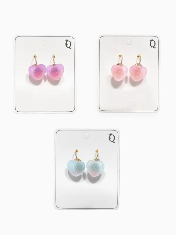 Серьги ассорти &laquo;Мармеладные сердечки&raquo;, в сахаре, цвет МИКС