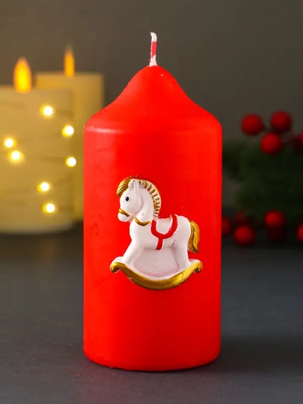 Свеча новогодняя пеньковая "Лошадка" 6х6х8 см