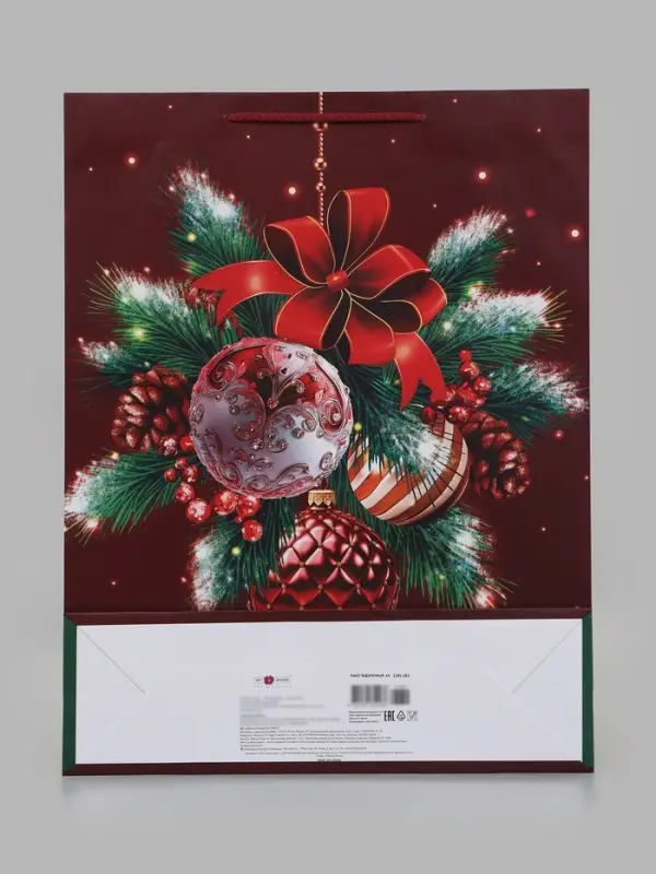 Пакет подарочный &laquo;Алые украшения&raquo;, 33&times;10&times;42.5 см