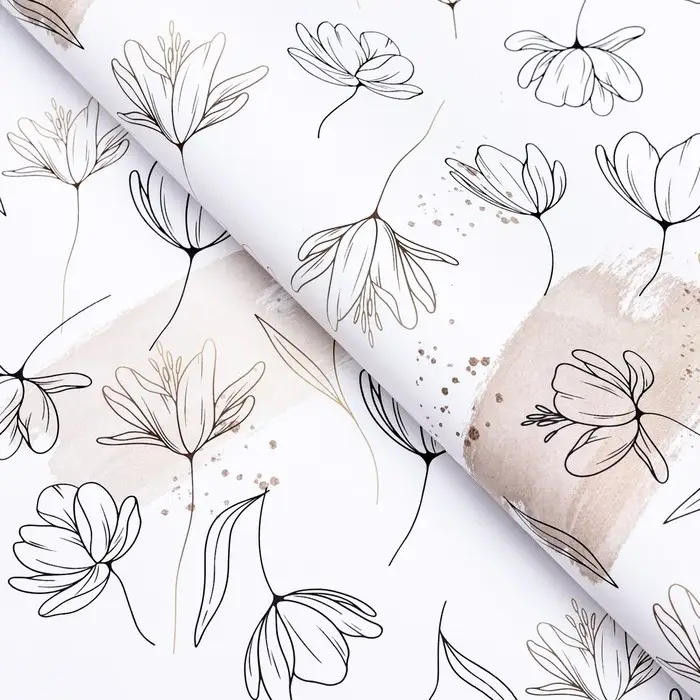 Бумага упаковочная, глянцевая « Цветочный нюд», 40×60 см