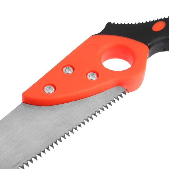 Ножовка по дереву ЛОМ, выкружная, обрезиненная рукоятка, каленый зуб, 7-8 TPI, 350 мм Ножовка по дереву ЛОМ, выкружная, обрезиненная рукоятка, каленый зуб, 7-8 TPI, 350 мм