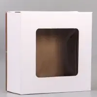 Коробка для торта, с окном, белая, 50&times;50&times;20 см