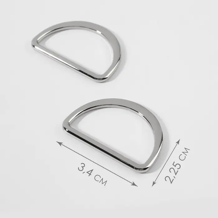 Полукольцо для сумок литое, d=30 мм, толщина - 2 мм, 2 шт., цвет серебряный