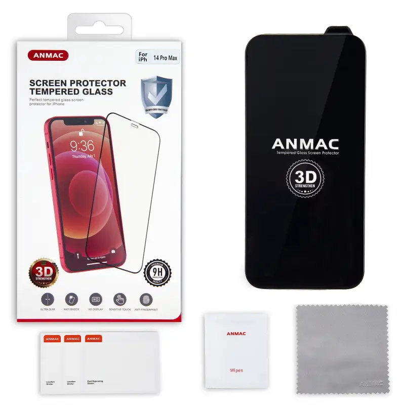 Защитное стекло IPh 14 Pro Max (6.7) 3D ANMAC черное усиленное Арт.1137415 Защитное стекло IPh 14 Pro Max (6.7) 3D ANMAC черное усиленное Арт.1137415