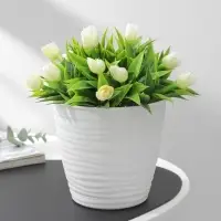 Горшок для цветов с поддоном Saffron, 1.5 л, d=14.6 см, h=13.5 см, пластиковый, белый