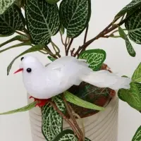 Птичка для декора и флористики, на прищепке, белая, пластиковая, 8&times;8 см