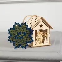 Ёлочная игрушка &laquo;Домик с Дедом Морозом и ёлкой&raquo;, 7.5&times;6.5&times;6 см, от батареек, свечение тёплое белое