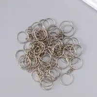 Основа для брелока кольцо металл с цепочкой, серебро d=1.8 см, для цепочки 1.8 см, набор 60 шт.