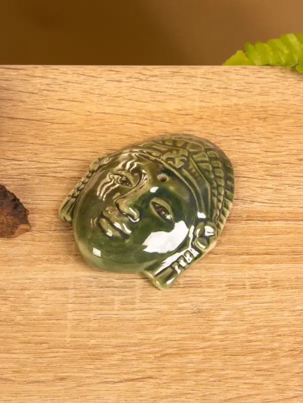 Подставка под благовония  Подставка под благовония "Лицо Будды" керамика, цв. зелёный, 7х5,5х1,5 см