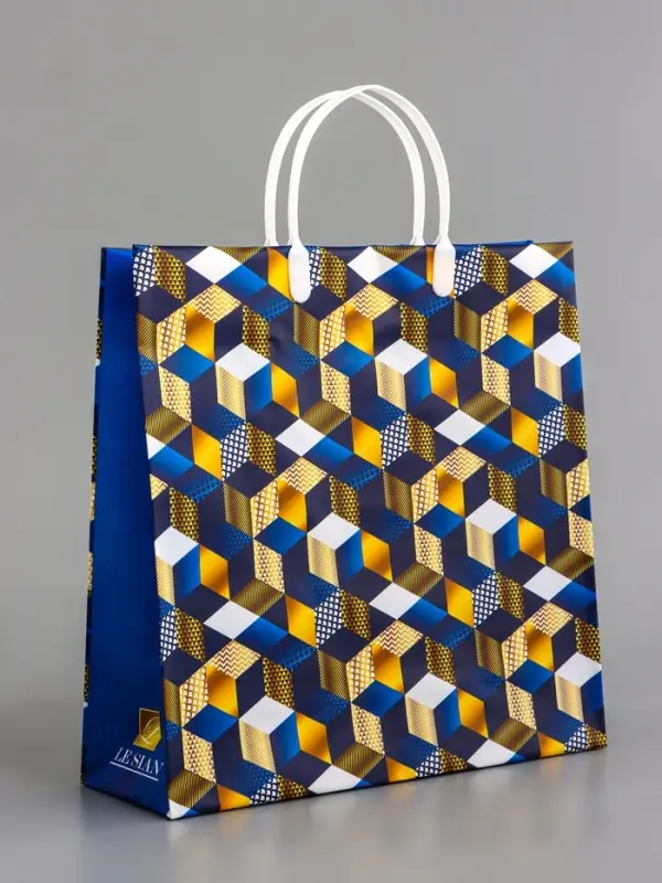 Пакет &laquo;Геометрия на синем&raquo;, мягкий пластик, 29&times;30 см, 100 мкм