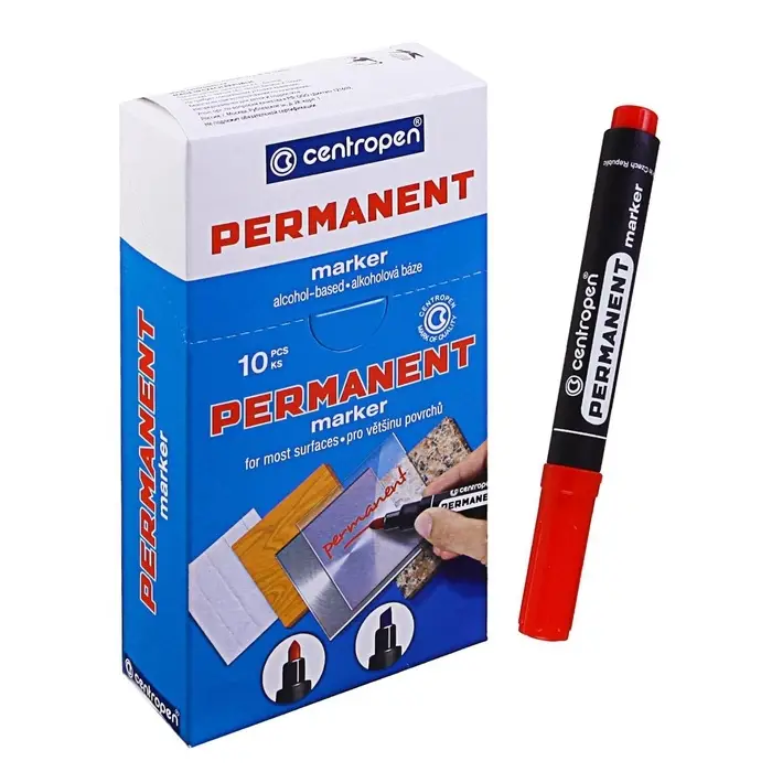 Маркер перманентный Centropen 8566, красный, узел 5.0 мм, линия 2.5 мм