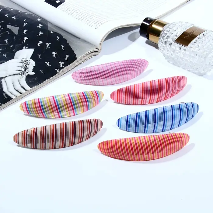 Заколка - автомат для волос «Адель», полоски стиль, 10 см, МИКС Заколка - автомат для волос «Адель», полоски стиль, 10 см, МИКС