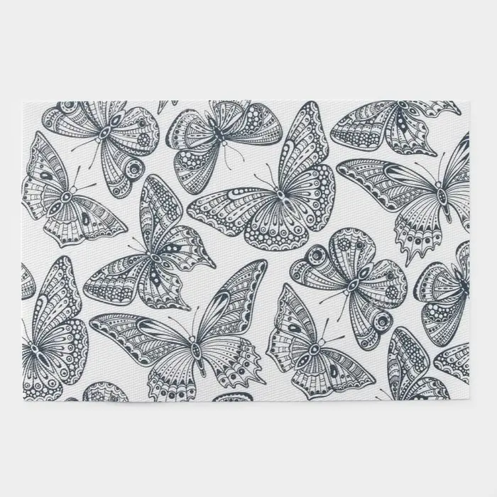 Салфетки сервировочные на стол Доляна &laquo;Бабочки&raquo;, 4 шт., 45&times;30 см, белые