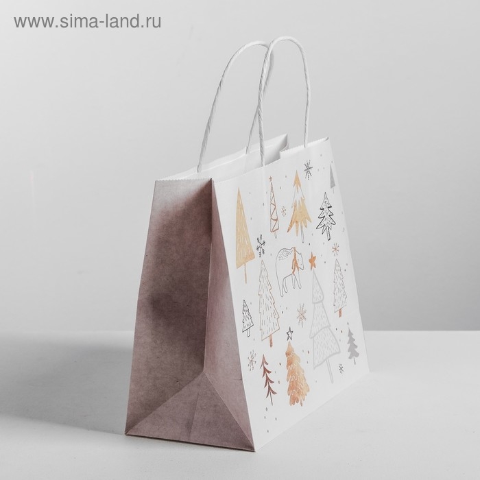 Пакет подарочный новогодний крафт «Волшебство», 25 х 22 х 12 см Пакет подарочный новогодний крафт «Волшебство», 25 х 22 х 12 см