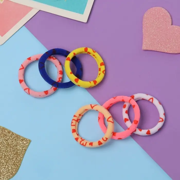 Резинка для волос Резинка для волос "Спорт принт" (набор 6 шт) сердечки, 4 см