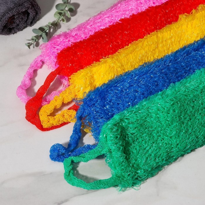 Мочалка для тела Доляна «Демидовская», 15×40 см, МИКС