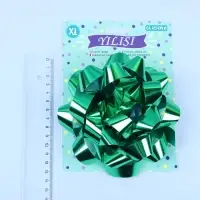 Подарочный Бант - звезда № 14, зеленый, металлик, для упаковки подарков