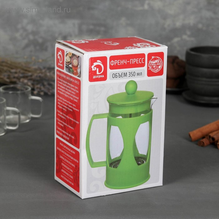 Чайник заварочный френч - пресс Доляна «Оливер», 350 мл, стекло, цвет чёрный Чайник заварочный френч - пресс Доляна «Оливер», 350 мл, стекло, цвет чёрный