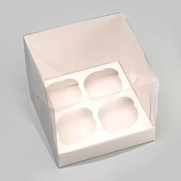 Коробка для 4 капкейков, белая 16&times;16&times;14 см