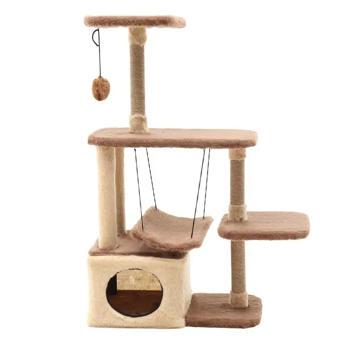 Комплекс для кошек, 33&times;76&times;105 см, разборный, с когтеточкой, с гамаком, бежевый