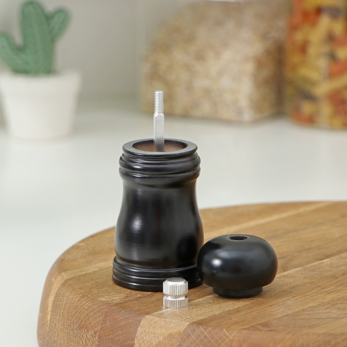 Мельница для специй Доляна «Дуновение леса», 10,5×4,5 см, керамический механизм, цвет тёмное дерево Мельница для специй Доляна «Дуновение леса», 10,5×4,5 см, керамический механизм, цвет тёмное дерево