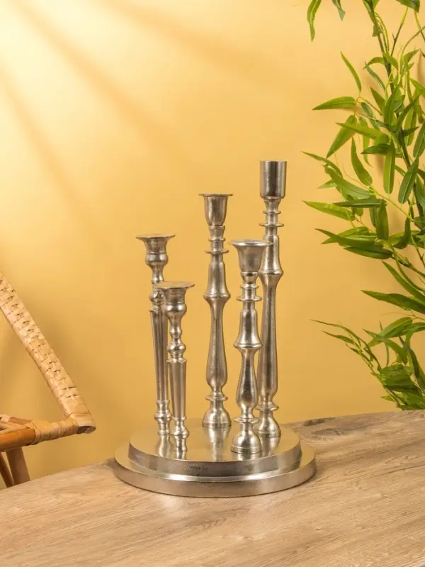 Подсвечник на 5 свечей "Изобилие" алюминий 41 см