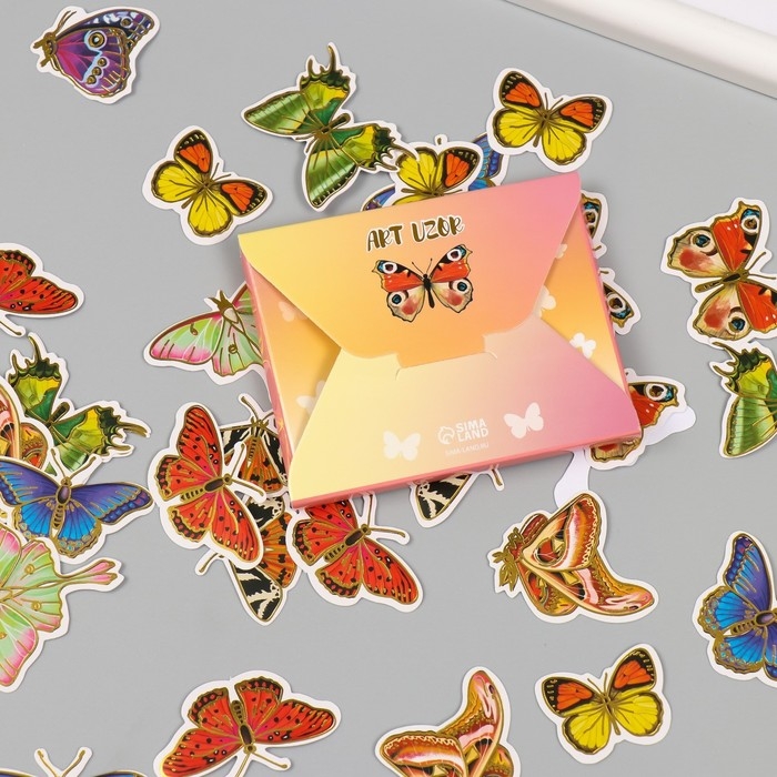 Наклейки для творчества Наклейки для творчества "Мир бабочек" тиснение золото набор 48 шт 9х7х0,8 см