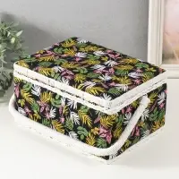 Шкатулка для рукоделия и шитья &laquo;Лесные веточки на чёрном&raquo;, хранение ниток, иголок, мелочи, 19&times;26&times;14.5 см