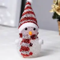 Ёлочная игрушка &laquo;Красный снеговичок&raquo;, 8 см, 1 LED, от батареек AG13&times;3, свечение мульти (RGB)