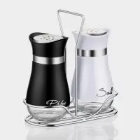 Набор для специй &laquo;Сияние.Black/White&raquo;, 2 шт., на подставке, стекло, белый, чёрный