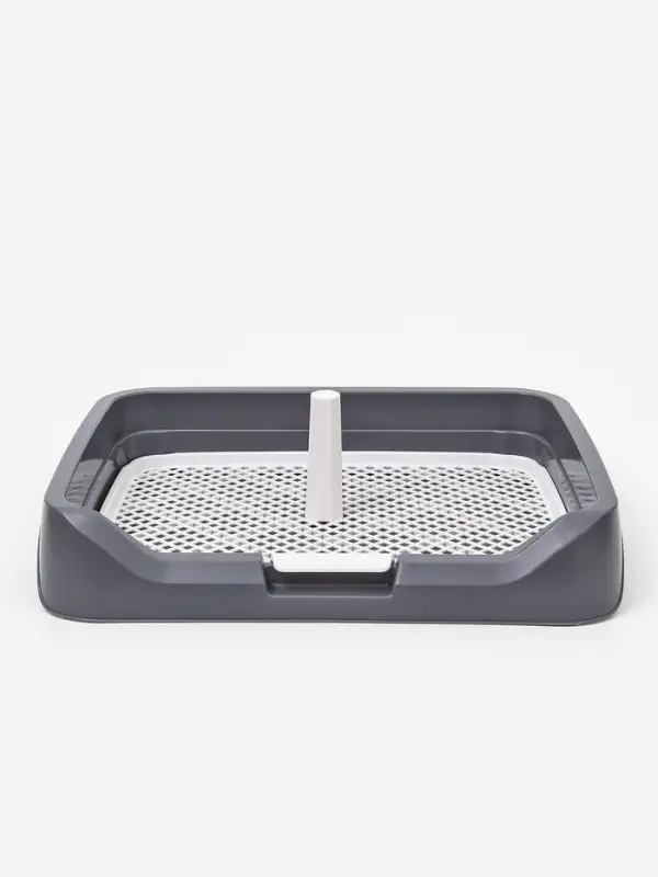 Туалет для собак 48 х 39 х 8,5 см с бортами, съёмной решеткой и столбиком, серый